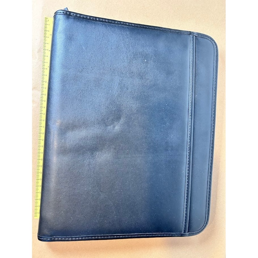 Samsill Professional Zippered Portfolio Padfolio Organizer Black Faux Leather